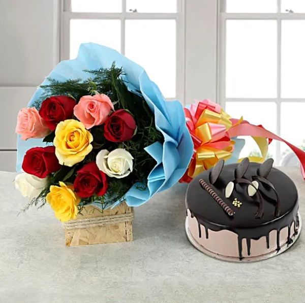 Cake & Flowers Combo