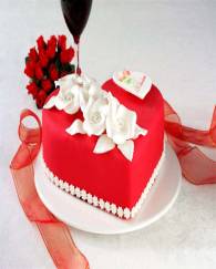 Heart Shape Cake with Red Rose 