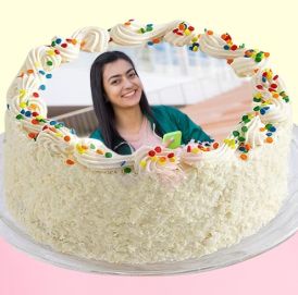 White Forest Photo Cake - 1 KG