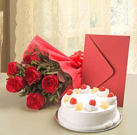 Red Rose & Cake Combo