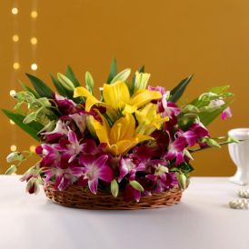 Orchids & Lilies With Basket 